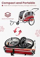 Vista 5 de Sepnine 2 in 1 Pet Bicycle Trailer with a 6" Stroller Wheel Suitable for Small and Medium Dogs, Carrier Up to 66/88 LBS, Easy Folding Cart Frame