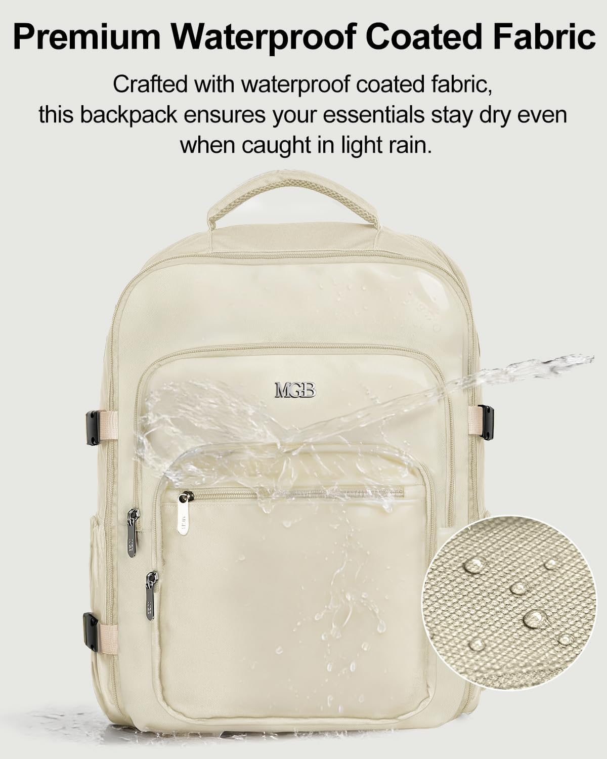 Travel Backpack for Women & Men, Carry On Personal Item Bag Flight Approved, Large Waterproof Laptop Backpack for Travel, Overnight, College & Commuting Beige