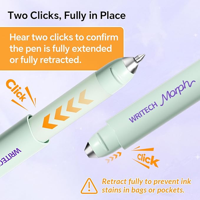 WRITECH Morph Gel Pen Medium Point 0.7mm Black 2 Pens + 2 Refills miniatura 4