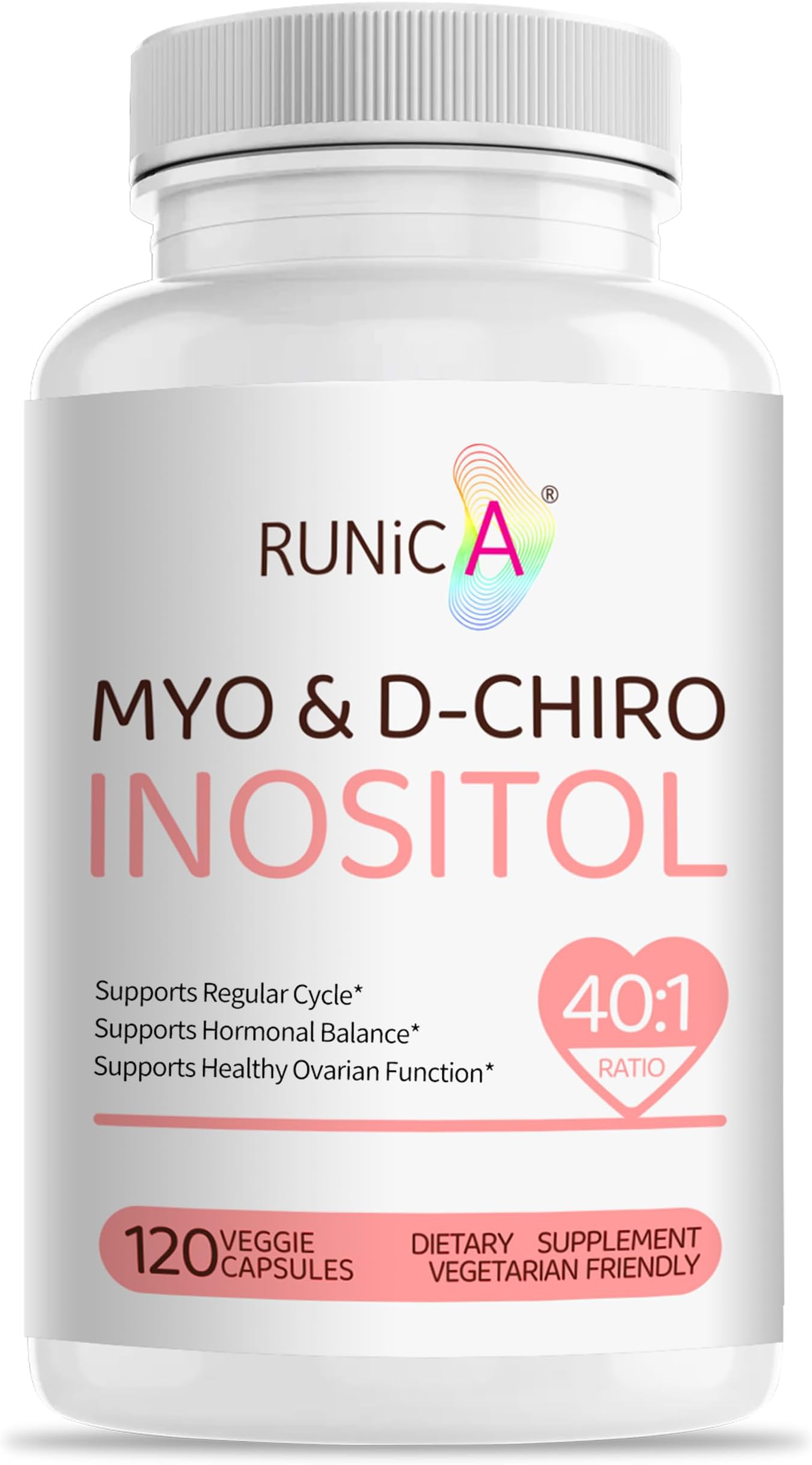Myo-Inositol & D-Chiro Inositol (40:1 Ratio) - Support Hormone Balance, Fertility & Ovarian Health - 120 Vegan Capsules, 30-Day Starter Pack