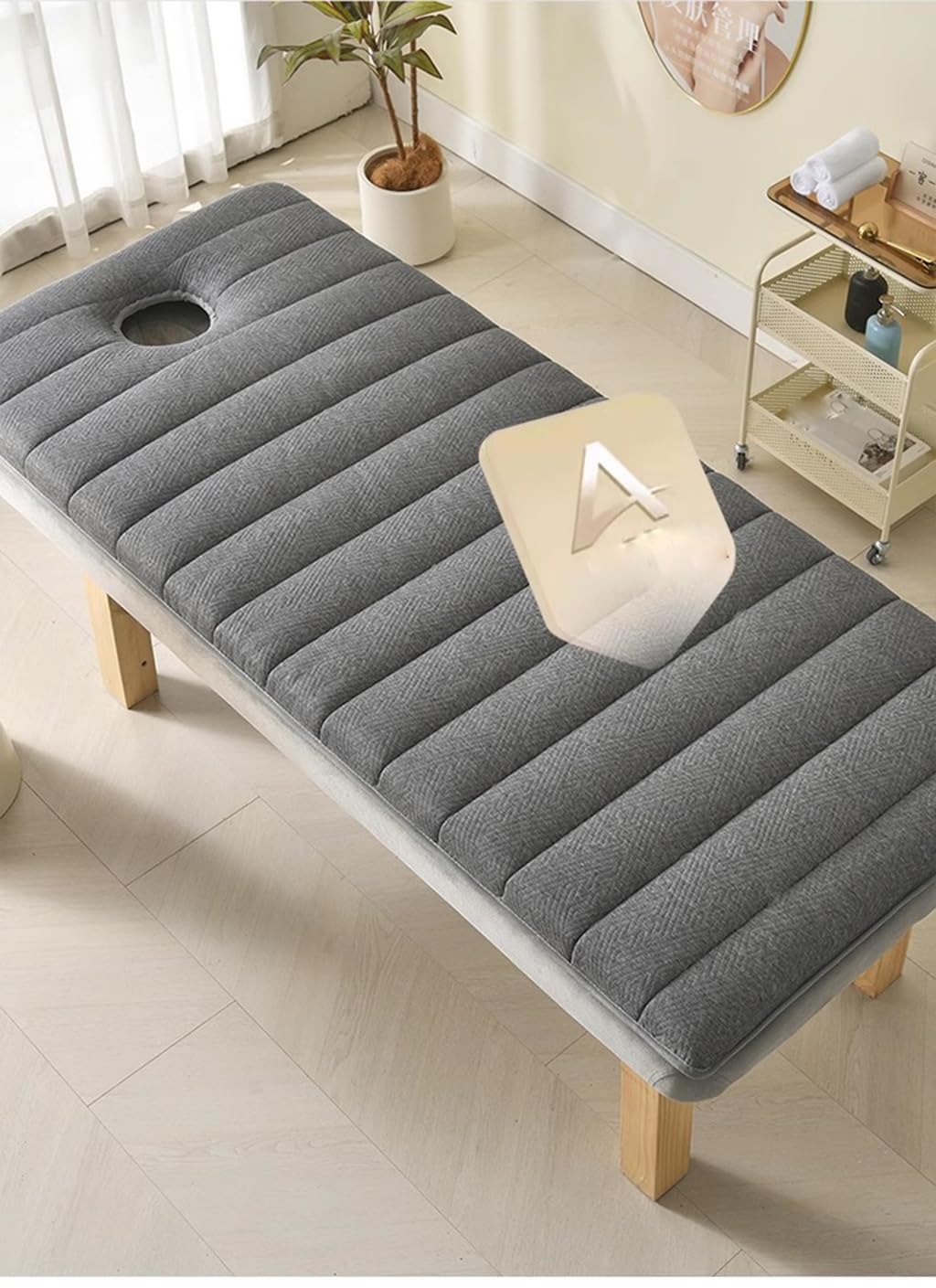 Lit de beauté portable pliable de 6 cm d'épaisseur, table d'extension de cils antidérapant, équipement de spa professionnel, gris, 60 x 180 cm – Idéal pour les salons et la maison