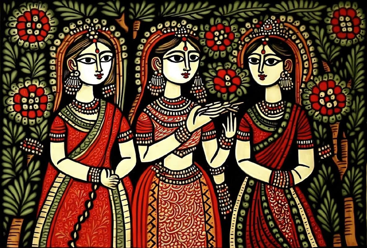 TULIP N TURTLE Madhubani Diy Acrylic Paint By Number Kit For Adults Kids Beginner Number Painting Kit Diy Canvas Painting By Number,Multi-Coloured-image-24