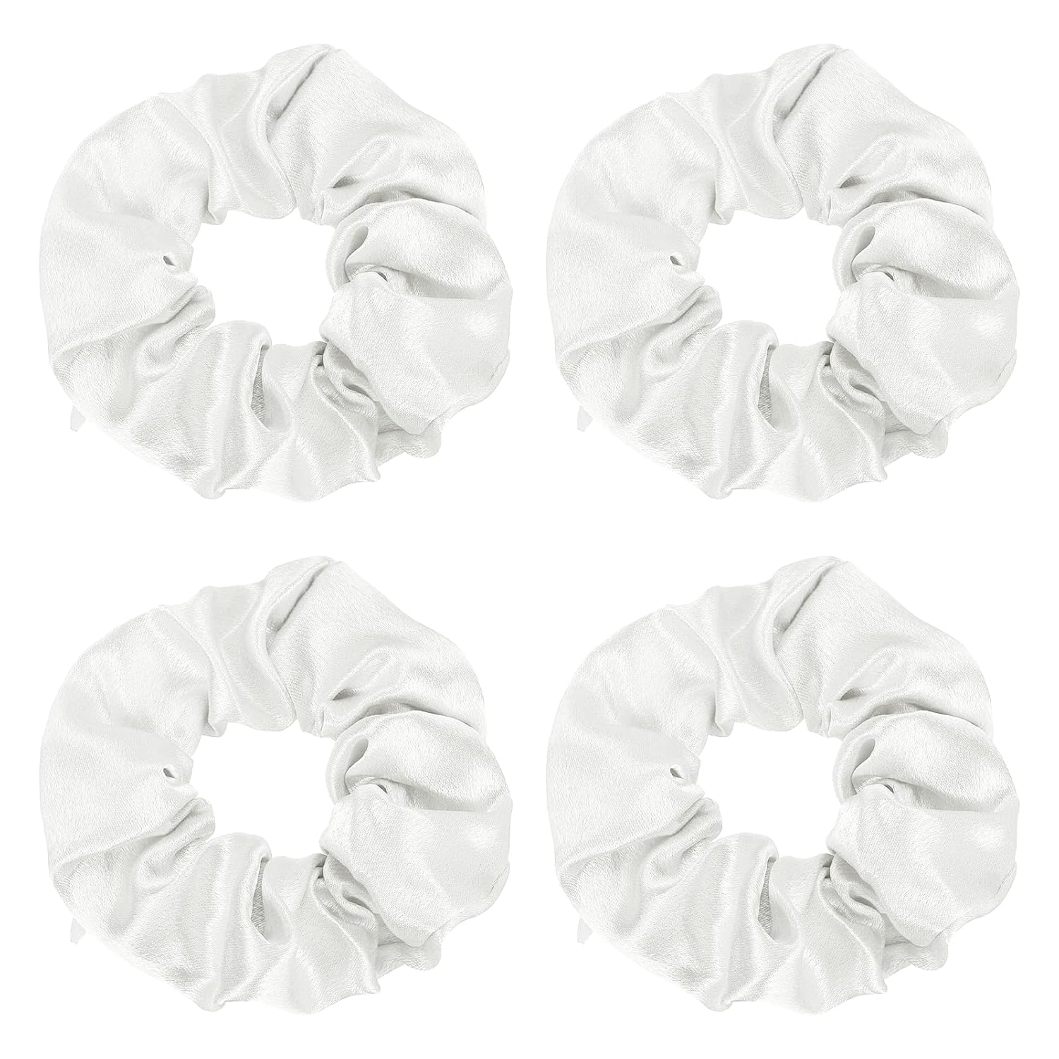 PATIKIL 4.33 Inch Zipper Scrunchie, 2 Pcs Silk Satin Hidden Pocket Scrunchie Elastic Hair Bands Soft Hair Ties Bracelet for Money Keys Hiding Women Thin Thick Hair Styling, White