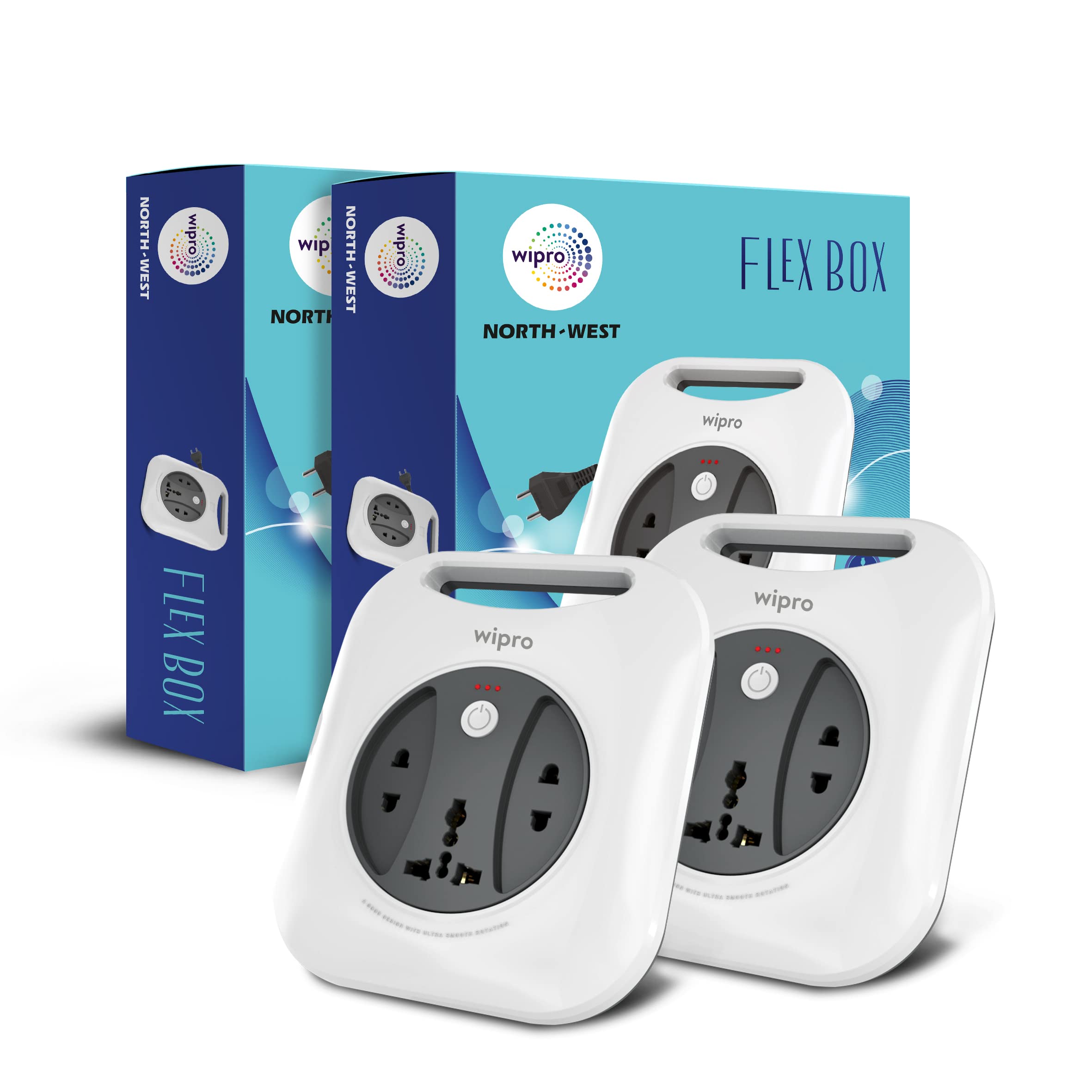 Wipro Flex Box Extension Cord with 1 Universal 3 Pin Socket & 2 units of 2 Pin Sockets,with Master Switch & Indicator | 4 mtr long copper wire | Power Strip for Home, Office | Pack of 2 | Grey & White-image-29