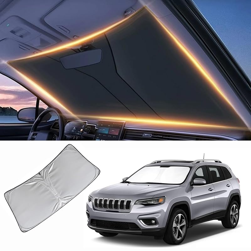 Protetor Solar para Para-brisa Jeep Cherokee 2005–2026 LZYYQX, Dobrável e com Encaixe Específico