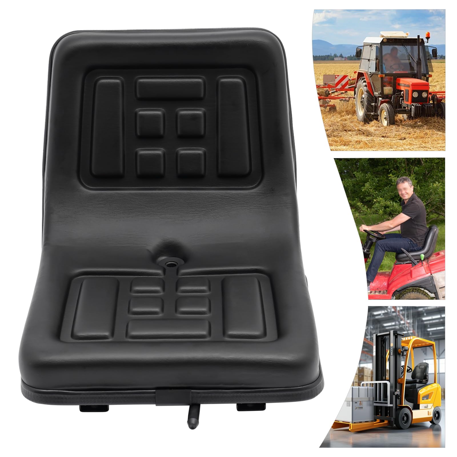 Sedile universale per trattore con schienale, in pelle PVC, impermeabile, nero, adatto per trattore, carrelli elevatori, escavatori, tosaerba, macchine da raccolta, bulldozer e ribaltabile