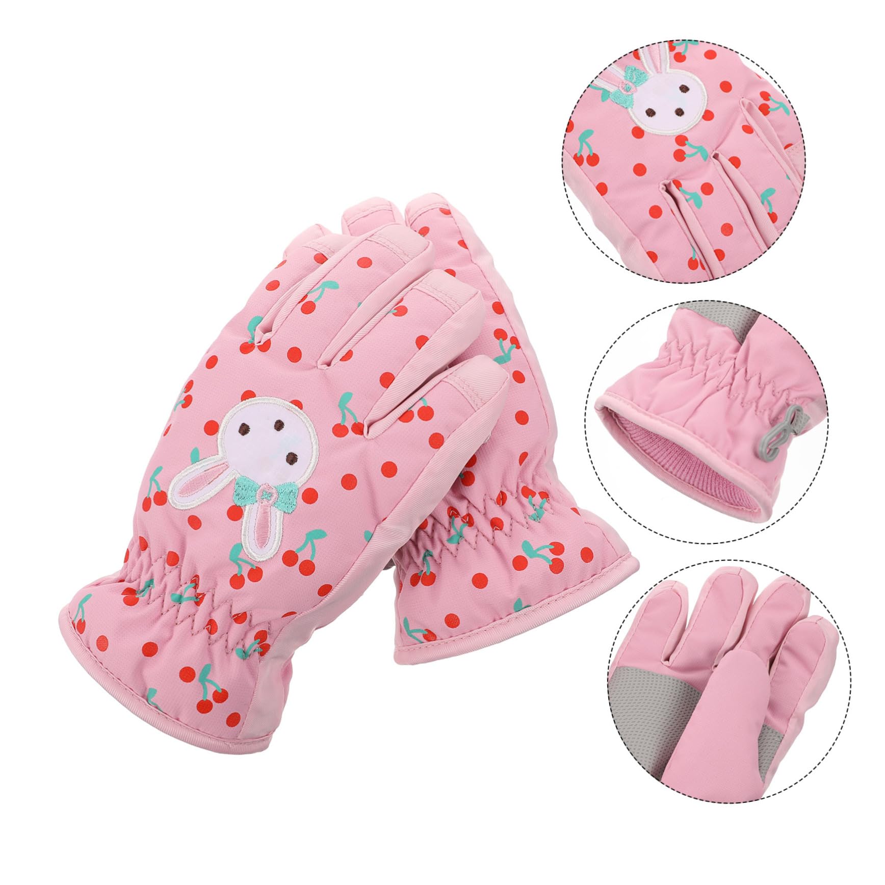 PACKOVE 3paare wasserdichte Und Winddichte Skihandschuhe Für Mädchen Warme Elastische Winterhandschuhe Mit Manschetten Und Rutschfester Handfläche Für Und Outdoor-aktivitäten Rosa