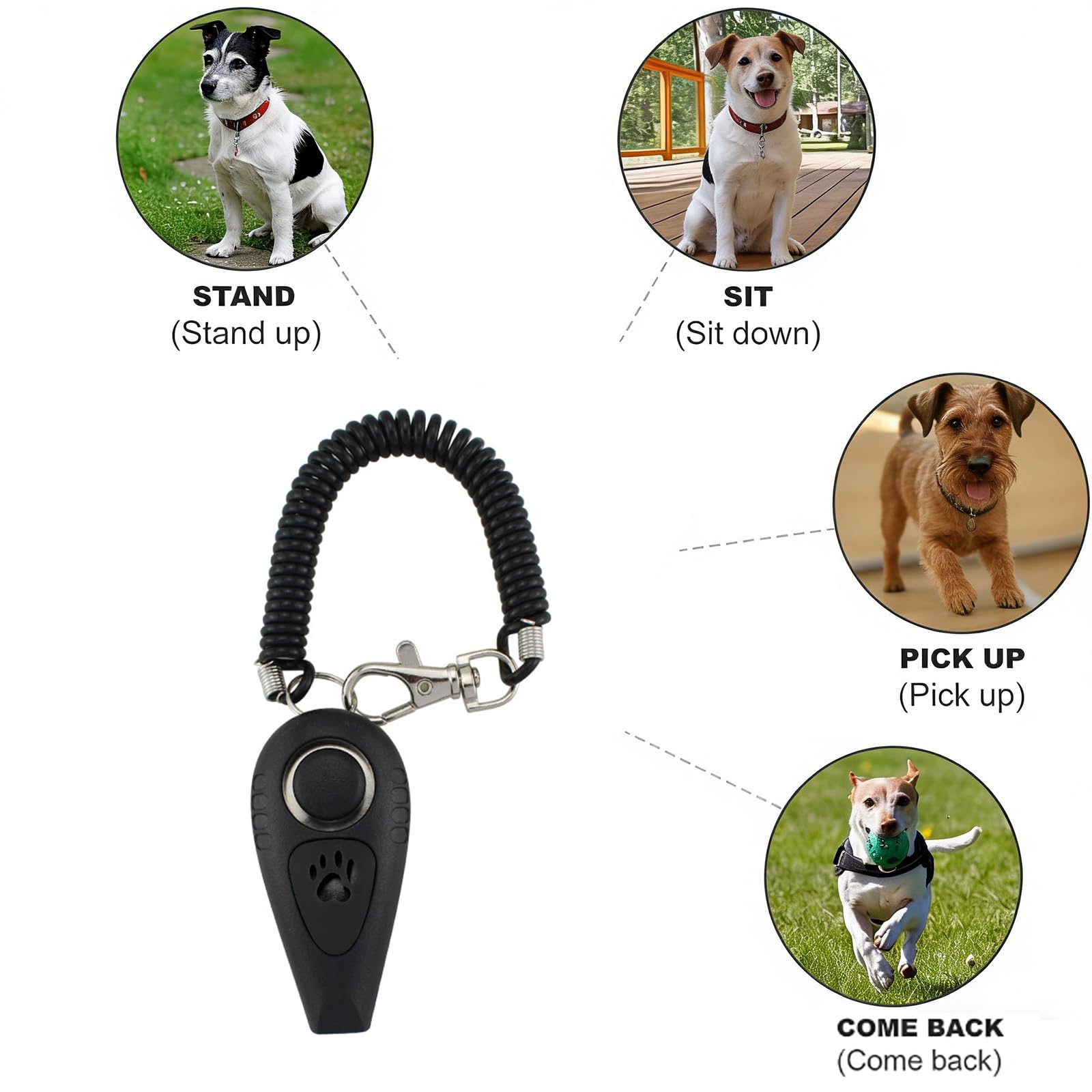 1 Addestratore per Cani 2 in 1, Clicker e Fischietto ad Ultrasuoni per il Richiamo con Laccetto per Polso,Metodo di Addestramento Positivo senza Punizioni,Per Comandi di Base,Giochi e Educazione