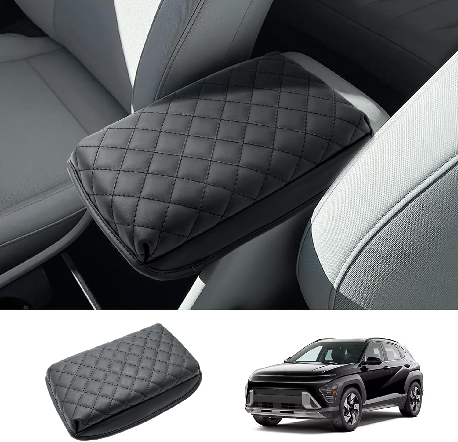 2025 2026 Terrain Accessories Center Console Cover for GMC Terrain (Elevation/Denali/AT4), Cushion &Comfy Leather 2025 Terrain Console Armrest Cover 2026 Terrain Accessories (Black-Padded)