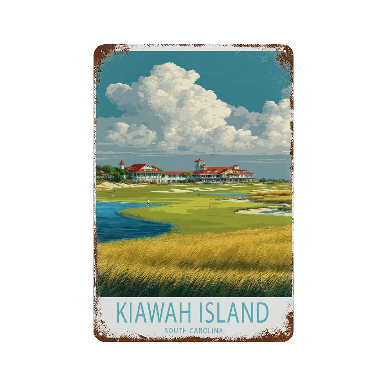 xiaoxiaoshen Kiawah Island Travel South Carolina Gifts, Birthday Present Wall Decor Art Metal Tin Poster Modern Home Decor Art Home Bar Shop Decorations Vintage Sign 30x20cm