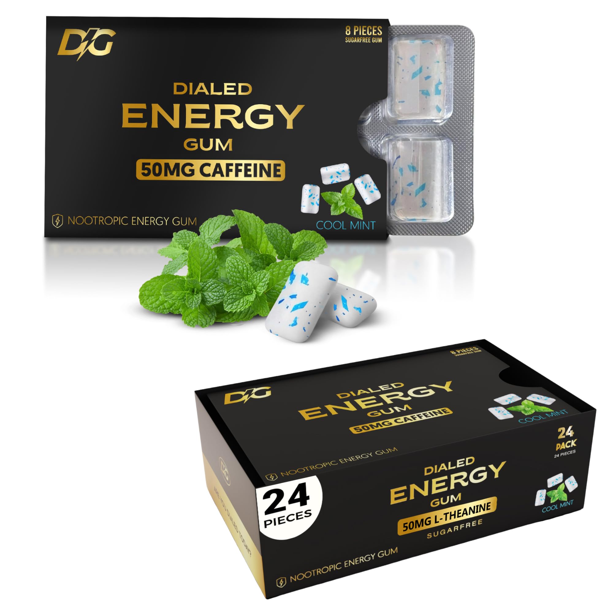 Amazon.com : Dialed Energy Caffeine Gum (24pc) | 50mg Natural