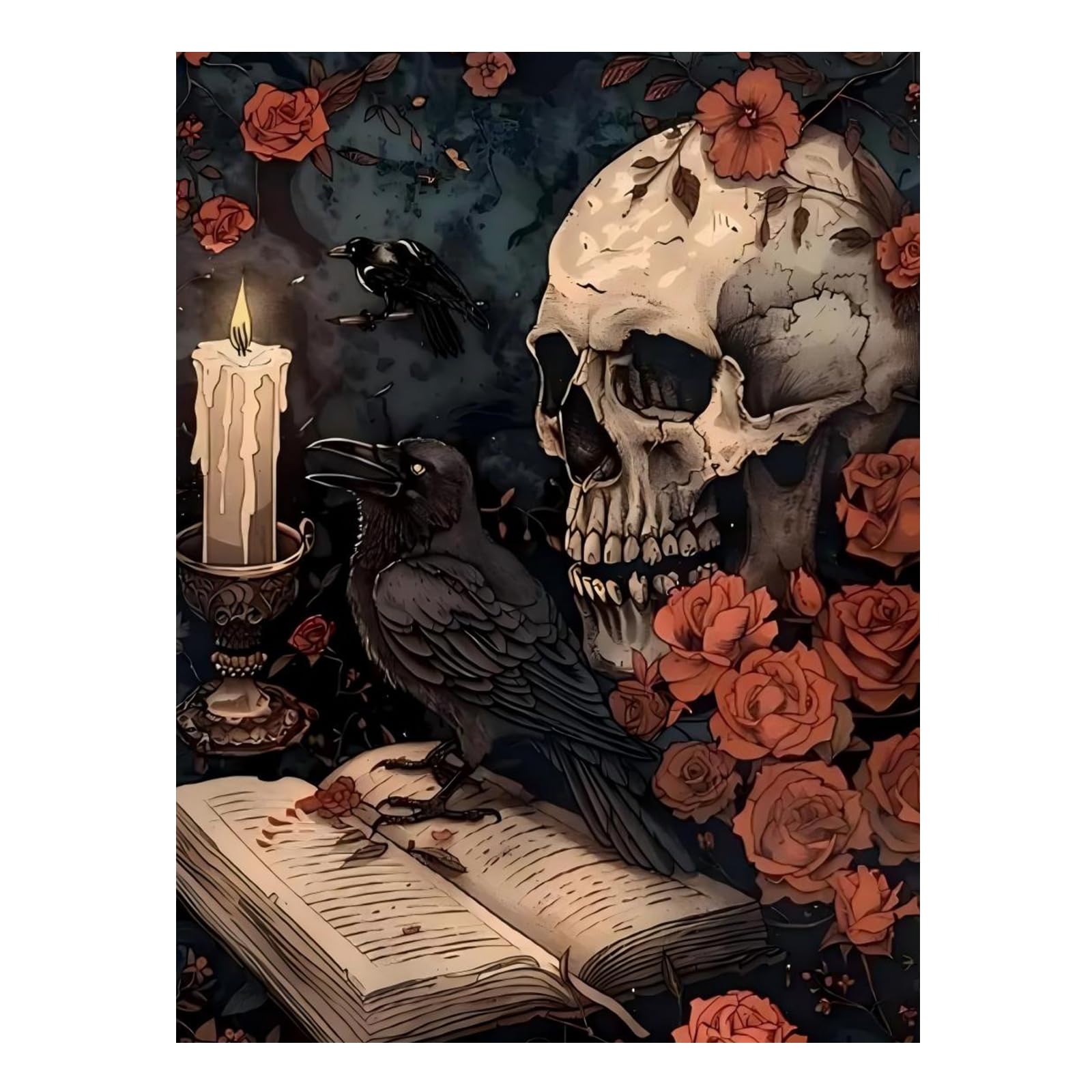 Paint by Numbers Kit for Adults, Skull Paint by Numbers Kit for Adults Beginners, DIY Acrylic Painting on Canvas for Home Wall Art Decor 12x16Inch
