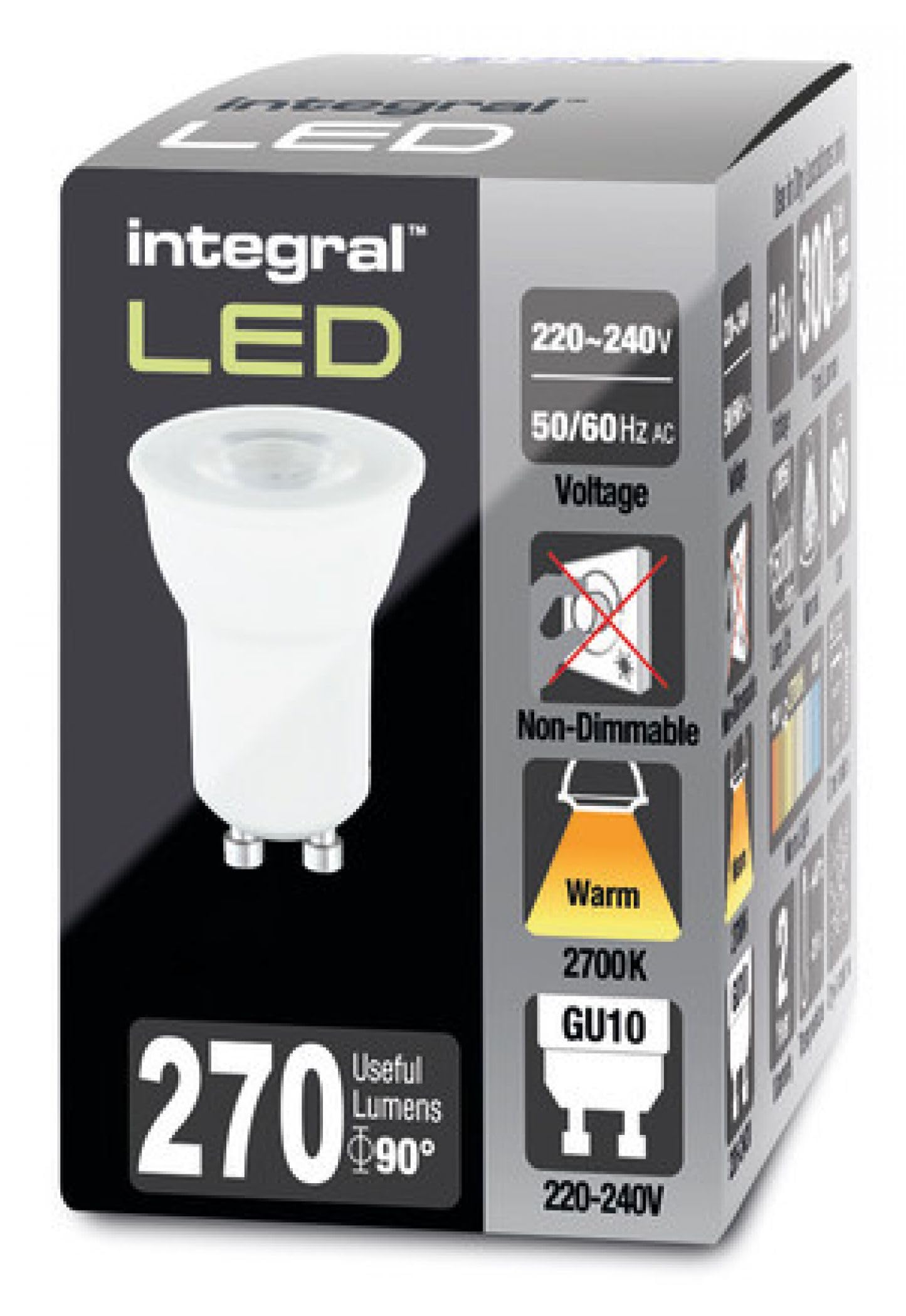 Integral LED 55-55-08 3.4w GU10 LED Light Bulb =40w MR11 35mm Sized GU10 Spot Bulb 2700K, Matt White - Image 3