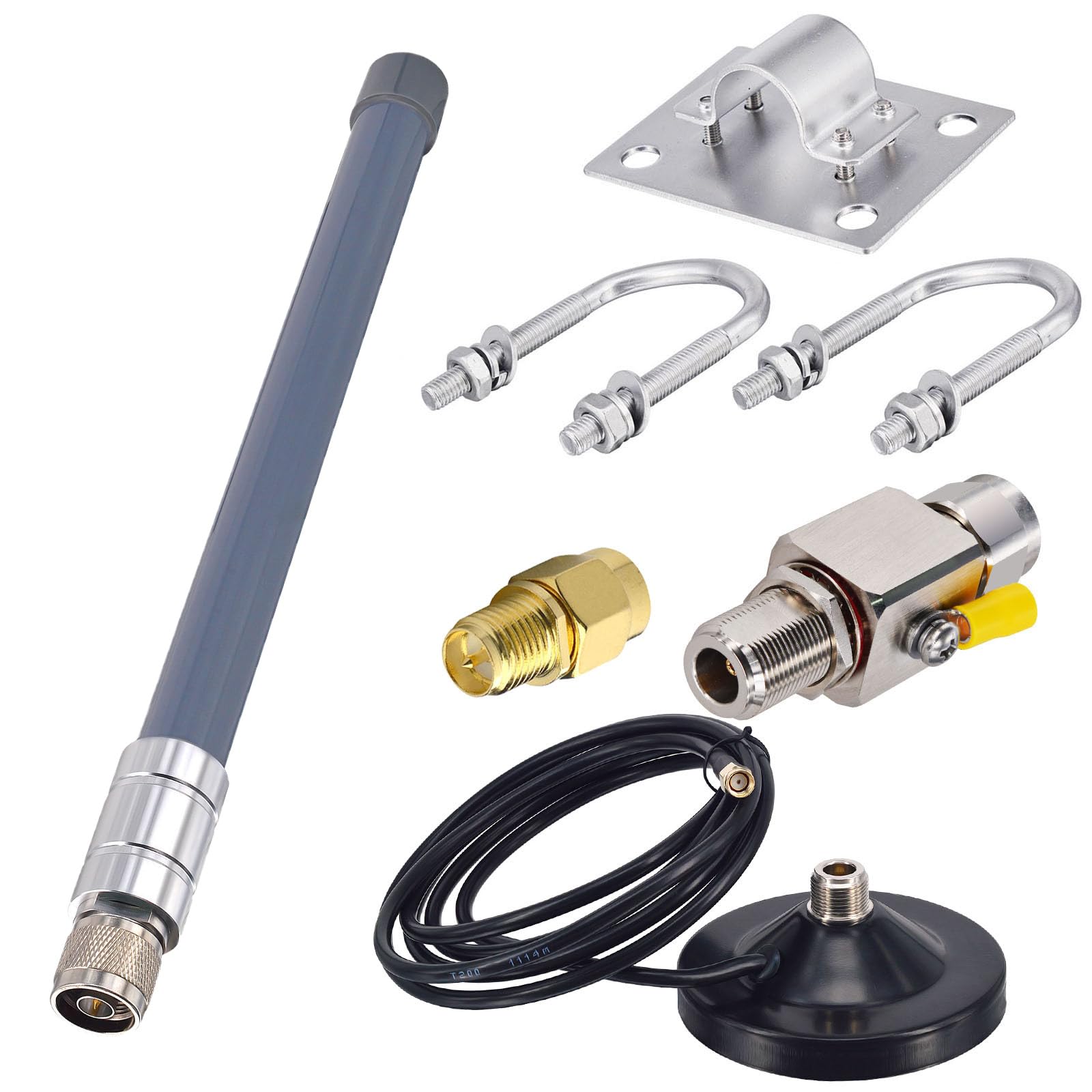 Antenne Lora 868 MHz 3dBi Antenne LoRaWAN Extérieure en Fibre de Verrekit + Base Magnétique câble d'extension kit pour Nebra, Bobcat Helium, IoT et Réseaux LoRaWAN