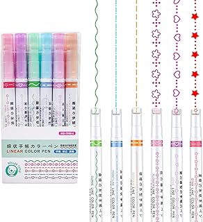 sukevitor Curve Highlighter Pen Set, Colored Curve Pens Highlighters Flownwing Flair Pens with 6 Different Curve Shapes for Adult Teenage Kids Great for Art Office School Supplies