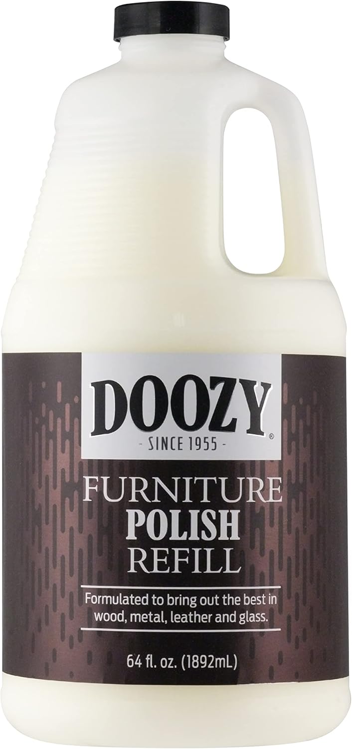 Doozy 64 oz Furniture & Cabinet Polish for All Wood & Metal, Leather & Glass - Oak, Teak, Dark & Light Wood - Best to Clean, Restore, Protect, Shine & Conceal Fine Surface Scratches