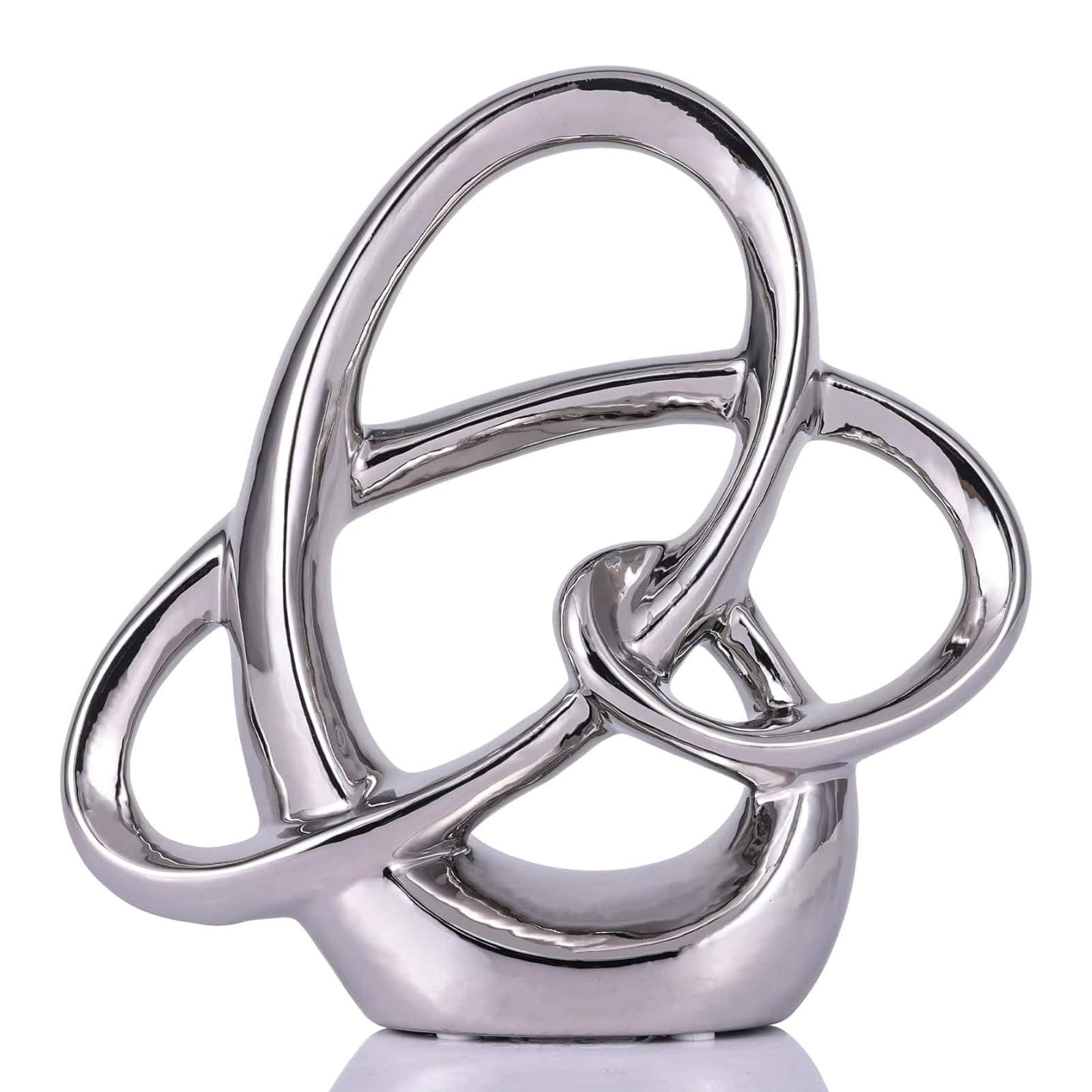 XIYOUQI Modern Silver Ceramic Statue – 8.66in Abstract Art Sculpture for Dining Table Decorations, Home Decor Accents for Shelf, Mantel, Office or