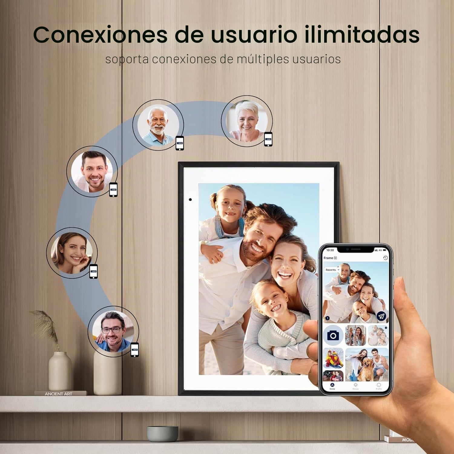 Humblestead Marco de Fotos Digital WiFi de 10,1 Pulgadas 32 GB, rotación automática, Pantalla táctil Inteligente, configuración remota sin Esfuerzo a través de la aplicación AiMOR, Blanco
