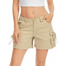 Cargo Hiking Shorts for Women Safari Lightweight for Casual Athletic Outdoor Quick Dry Stretch Waist with Drawstring Pockets