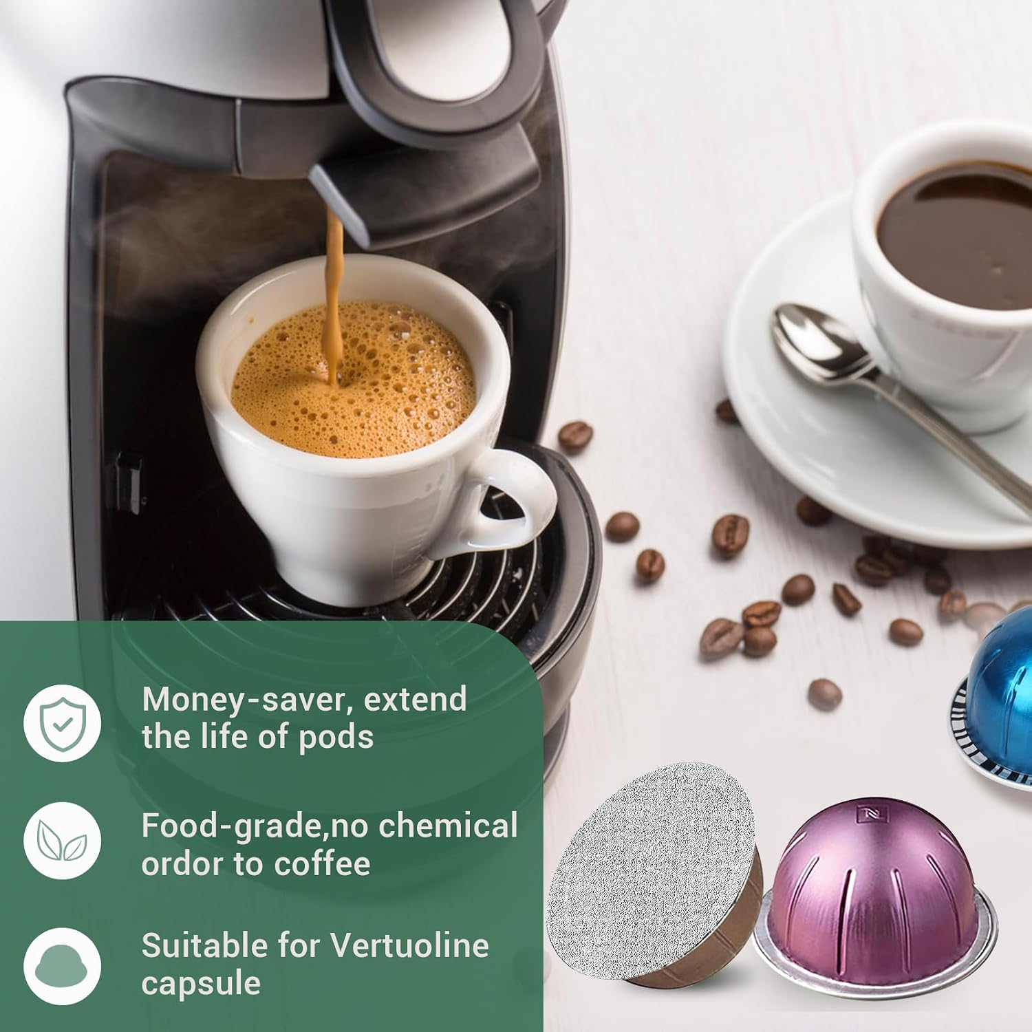 64mm Aluminum Foil Lids for Reusable Nespresso VertuoLine Coffee Pods
