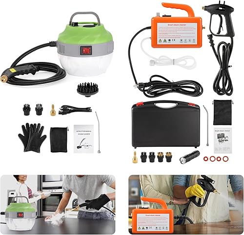 Dyna-Living Limpiador de vapor portátil de 1700 W y limpiador de vapor de 2500 W con tanque de gran capacidad de 1.4 L