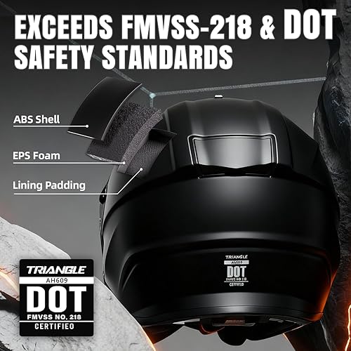 Miniatura 2 de TRIANGLE - Casco de motocicleta para deportes duales, casco para bicicleta de tierra, casco ATV, casco de cara completa para adultos, hombres, con