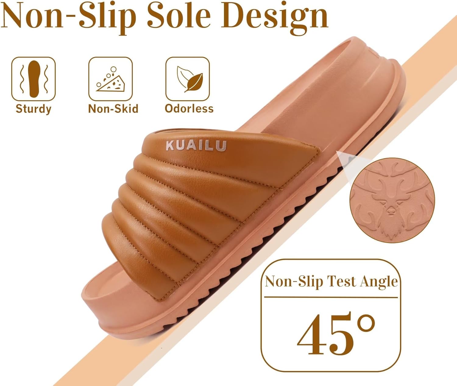 KuaiLu Womens Sandals with Arch Support Orthopedic Comfortable Lightweight Cushion Recovery Slides Summer Fashion Leather Casual Womans Plantar Fasciitis Sandals for Indoor&Outdoor (US Size 6-12) - Image 6