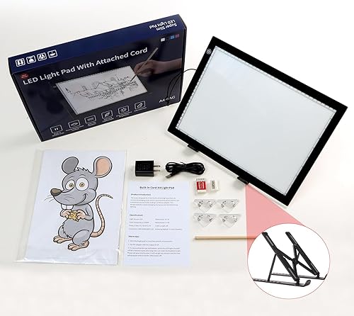 Miniatura 7 de Almohadilla de luz A4 con soporte plegable, adaptador certificado UL, almohadilla ultra fina súper brillante de 8000 Lux para vinilo de deshierbe