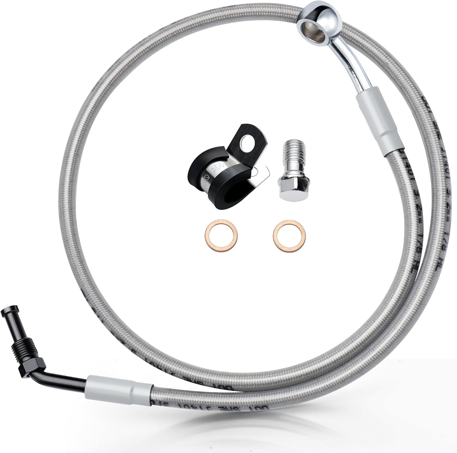 MoKitDora 32" Front Upper Brake Line Hydraulic Oil Hose for Harley Softail Low Rider FXLR FXLRS FXLRST Fat Bob FXFB FXFBS Models, Black