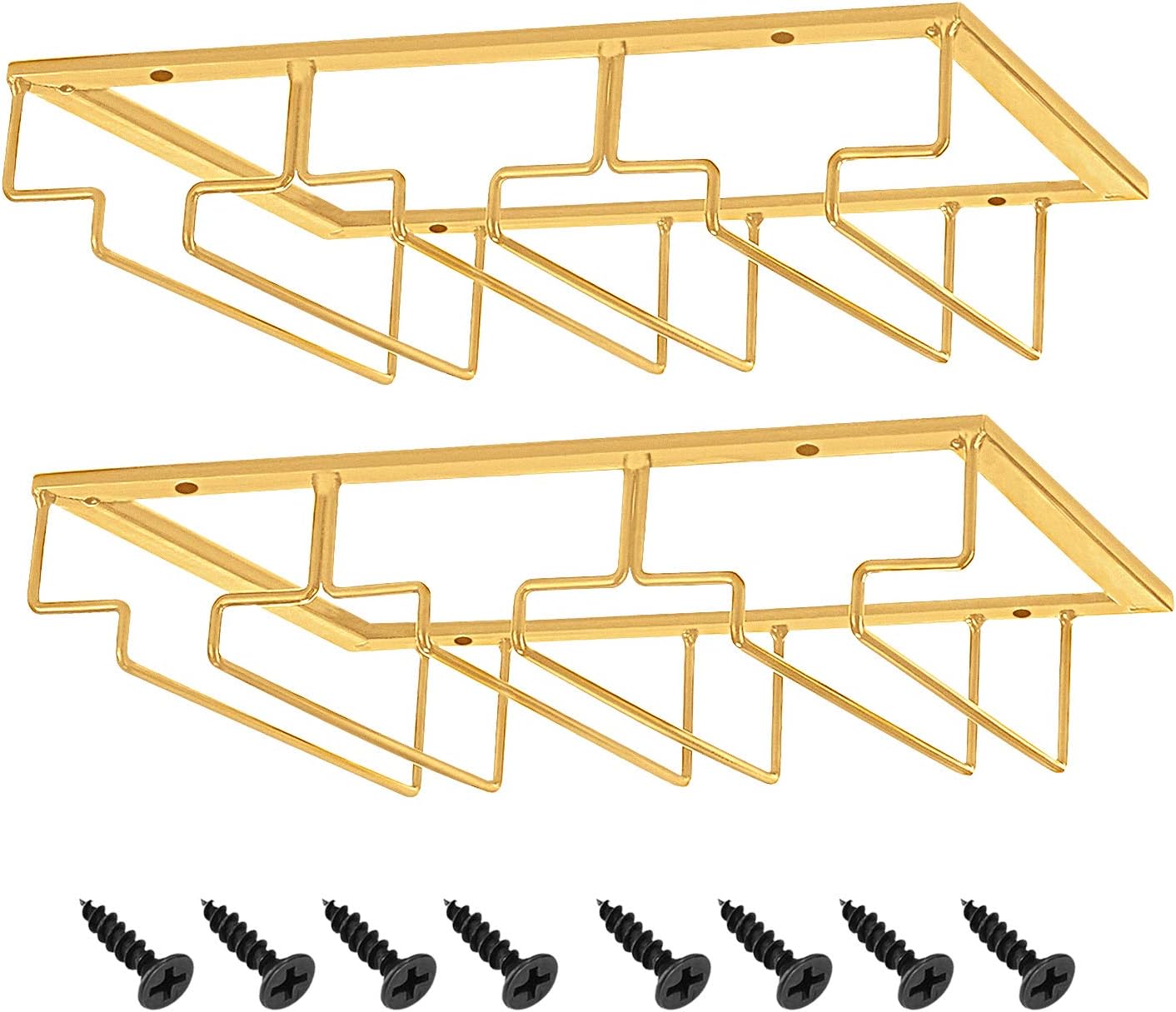 MOCOUM Wine Glasses Rack Under Cabinet Stemware Rack, Wine Glass Hanger Rack Wire Wine Glass Holder Storage Hanger for Cabinet Kitchen Bar