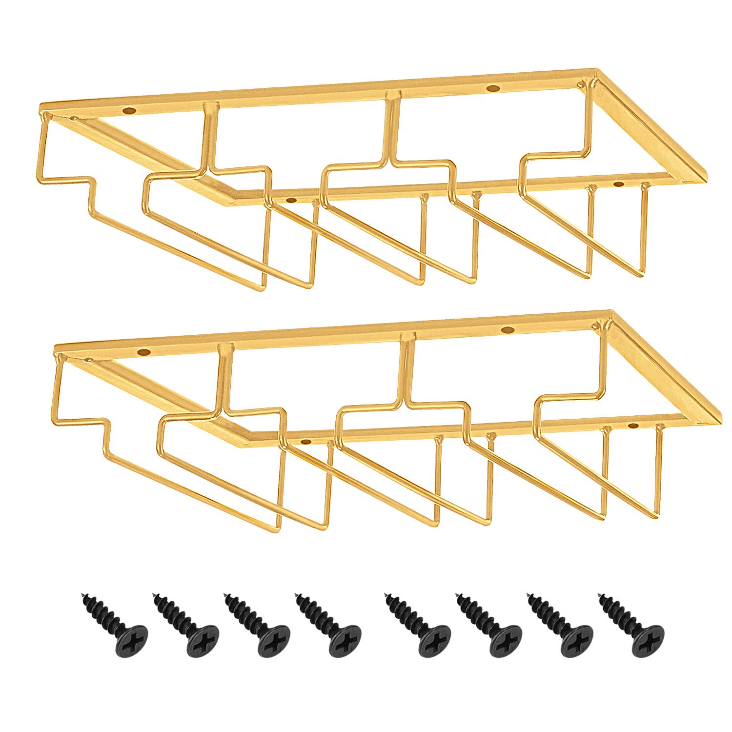 MOCOUM Wine Glasses Rack Under Cabinet Stemware Rack, Wine Glass Hanger Rack Wire Wine Glass Holder Storage Hanger for Cabinet Kitchen Bar