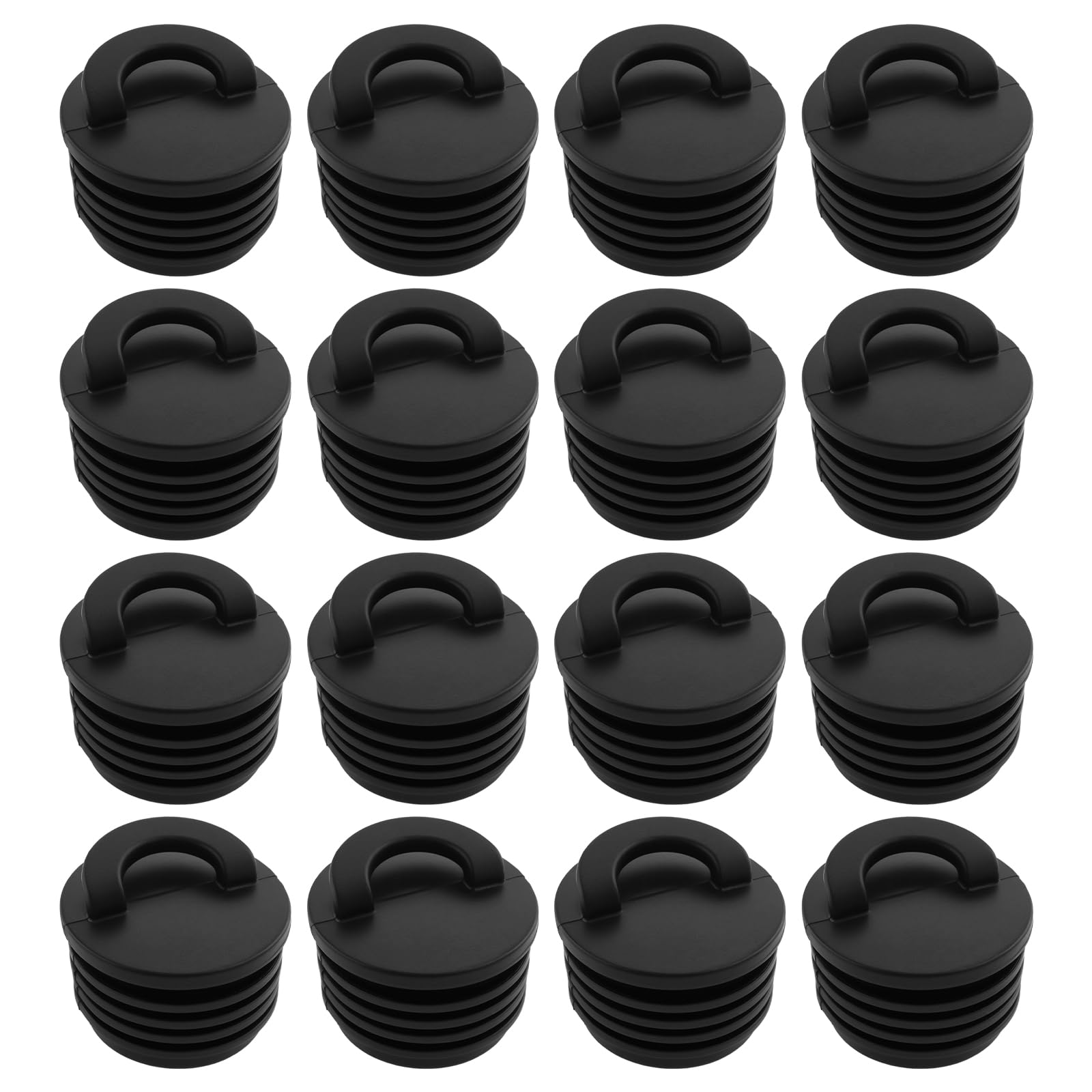 Create idea 16 Tapones de Drenaje de Goma Blanda para Kayak Canoas Barcos de Pesca Botes Inflables 40 X 27 Mm Color Negro