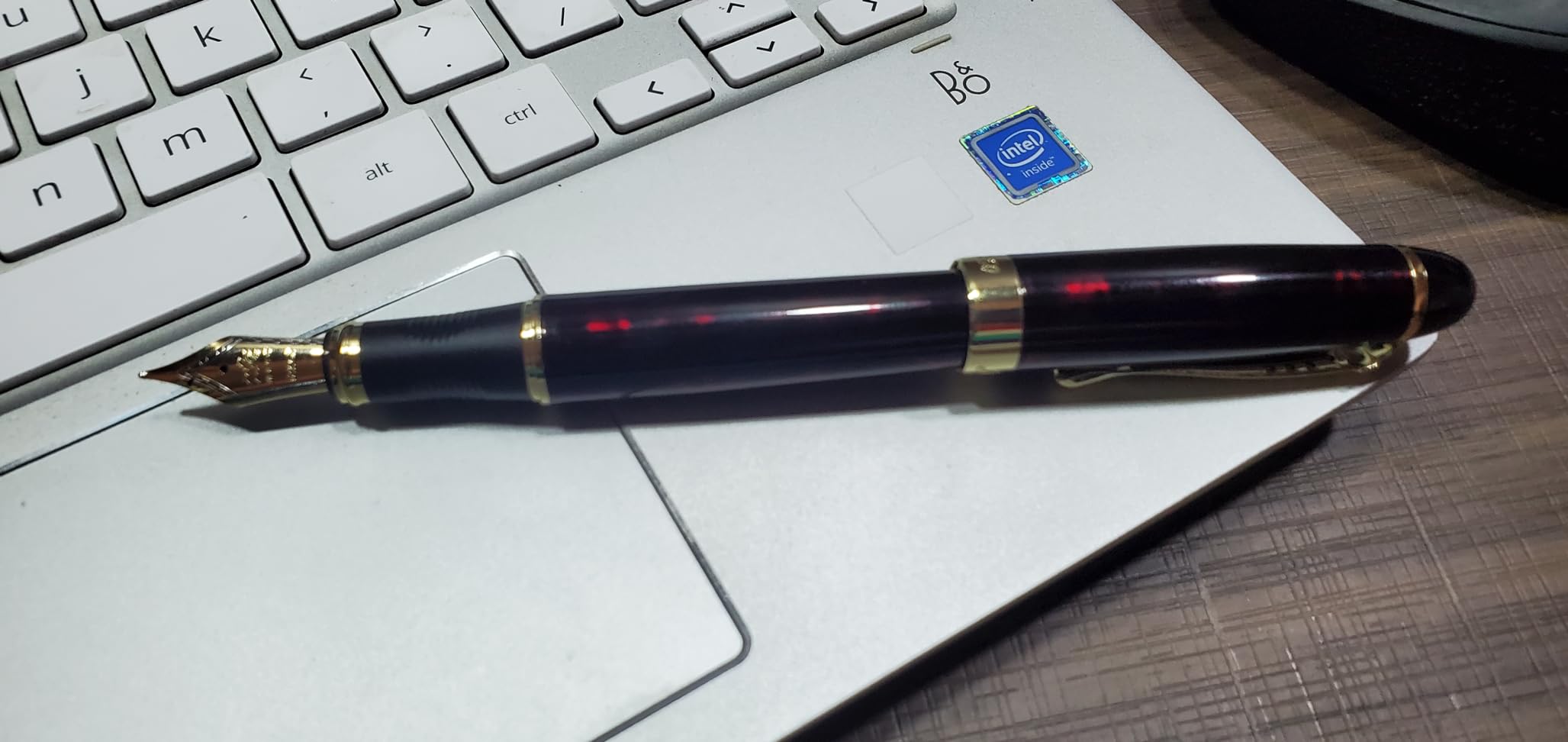 Levin Jinhao X450 Fountain Pen, Gold Trim, Medium Nib, (Red Ice