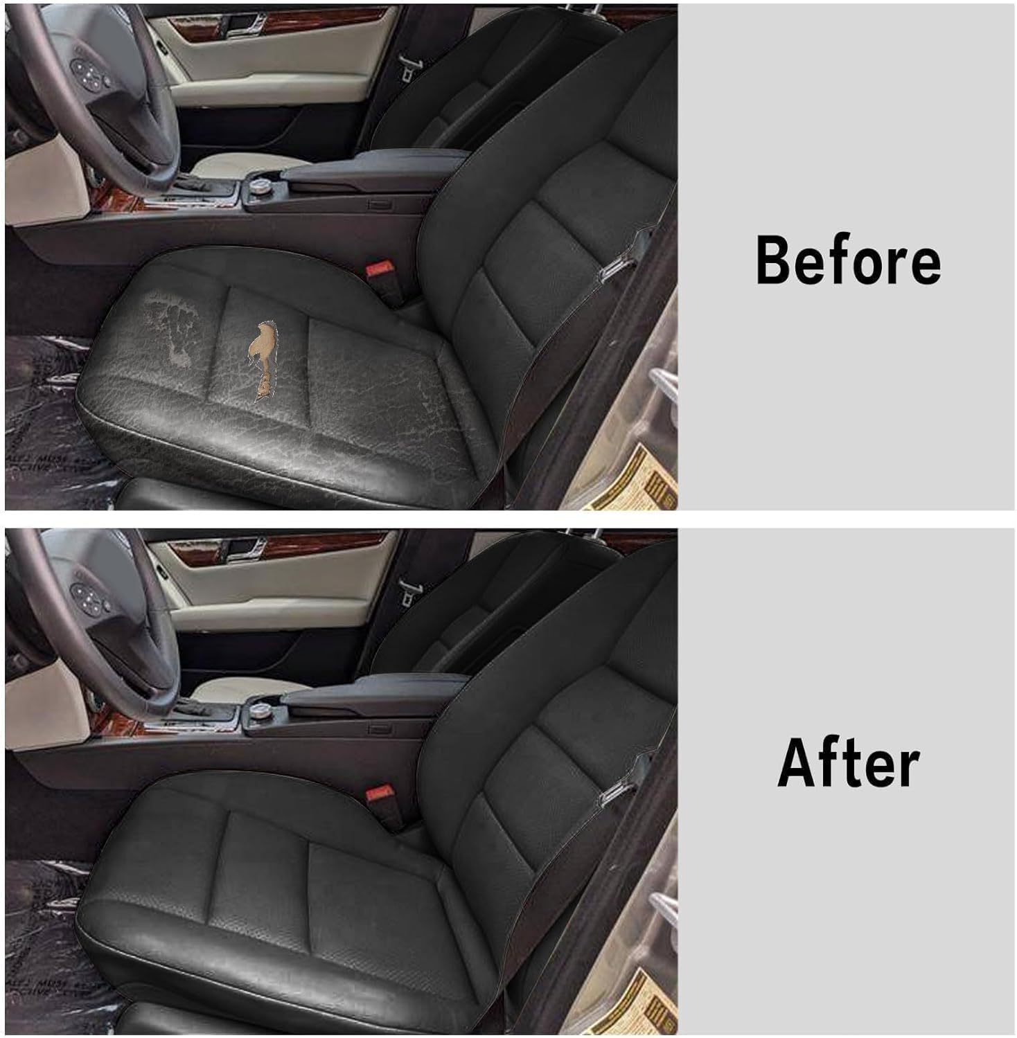 Priprilod Black Driver & Passenger Bottom Replacement Leather Seat Cover Compatible with Mercedes Benz C250 C300 C350 2008-2014, Compatible with Mercedes Benz GLK250 GLK280 GLK300 GLK350 2008-2015
