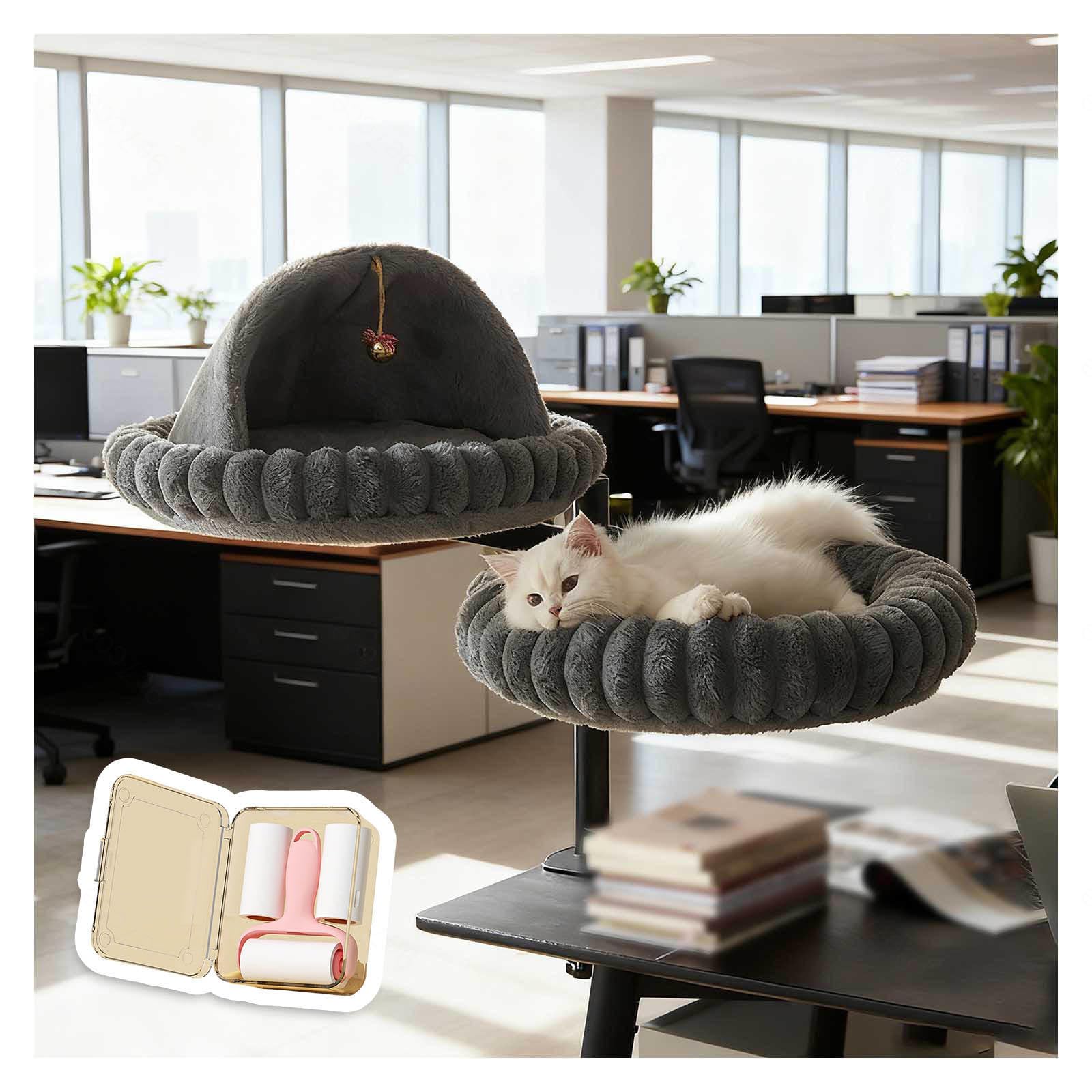 Cuccia Gatto Chiusa, Girevole a 360°, Altezza Regolabile Letto Da Scrivania per Gatti con Robusd per Casa e Ufficio,Gray