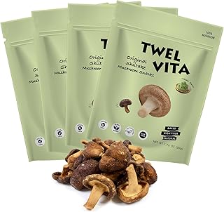 TWEL VITA Natural Wasabi Shiitake Mushroom Crisps, Pack of 4 (1.76 oz Each) | Vegan, Plant-Based, Clean Label, Non-GMO, Gluten-Free, Paleo, Keto, Low Carb Savory Snack | Crunchy Okra Chips Variety