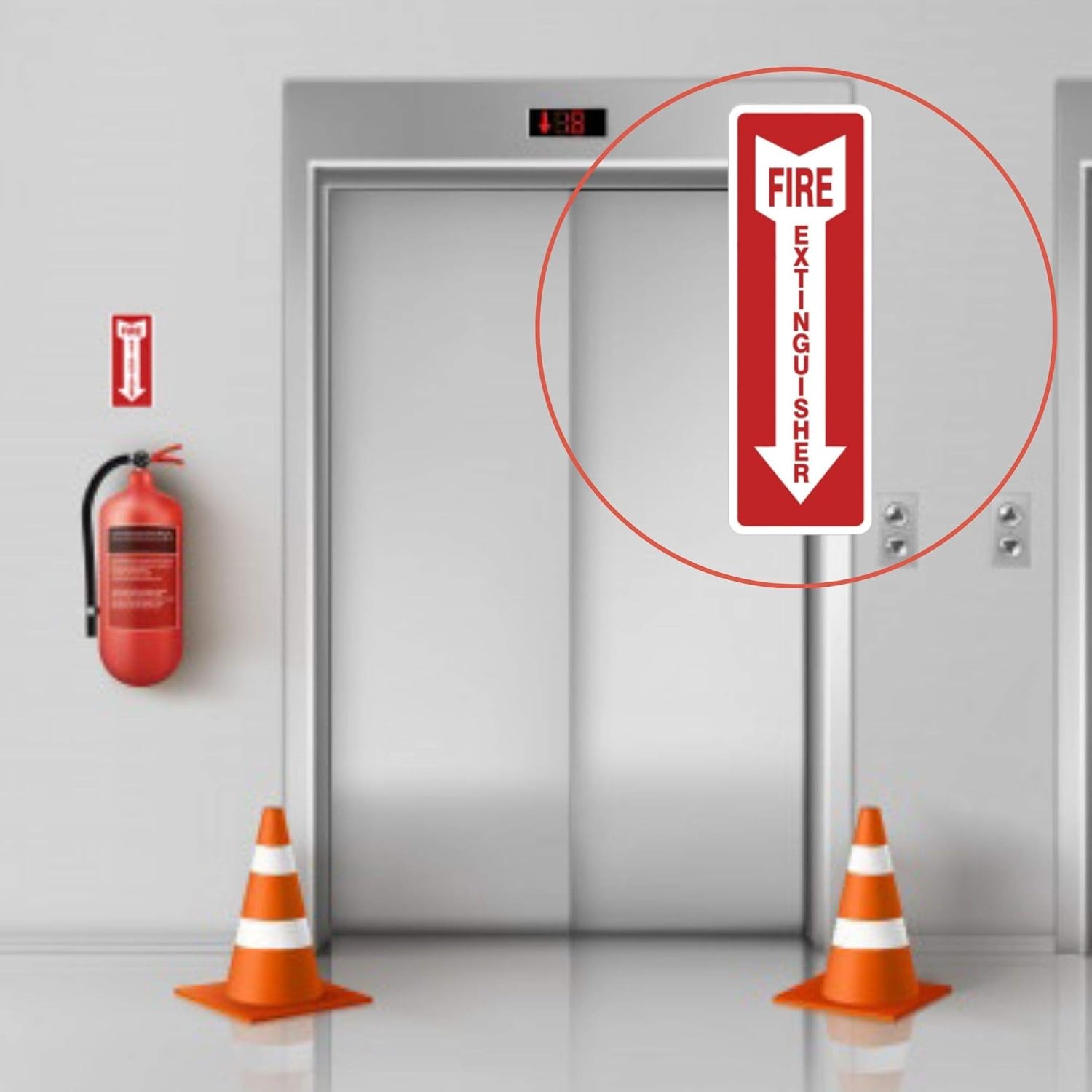 Fire Extinguisher Stickers, 4.25" x 11", 10 Pack, Durable, Self-Adhesive Decals, UV Protected and Waterproof
