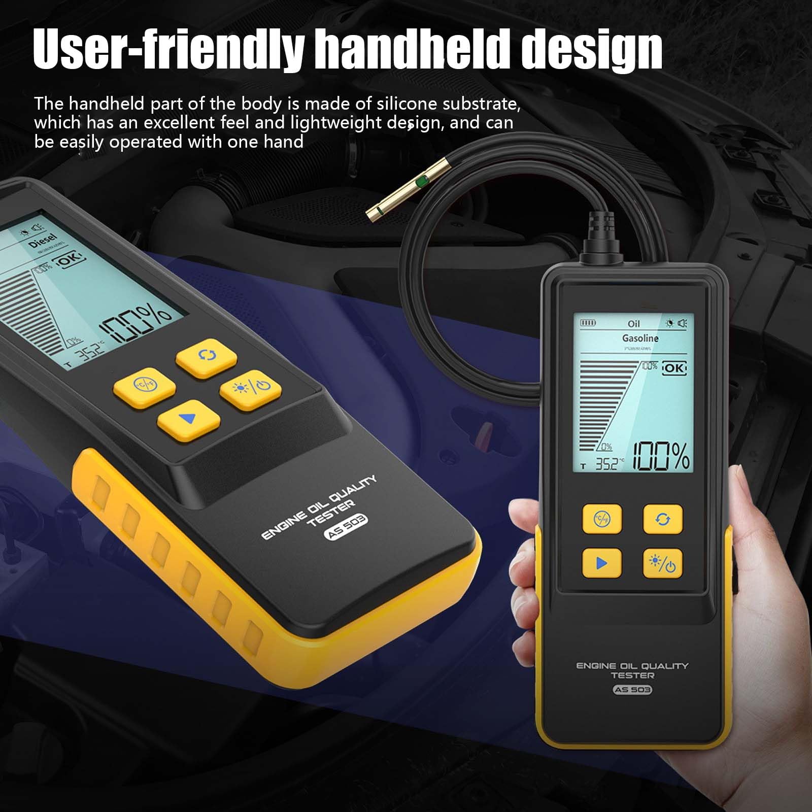 Tester Liquido Freni Digitale AS503 con Schermo LCD 2,8" e Sonda ad Alta Precisione