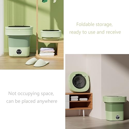 Miniatura 7 de Mini lavadora portátil, lavadora turbo ultrasónica plegable de alta capacidad de 11L, lavadora de esterilización con luz azul para ropa de bebé,