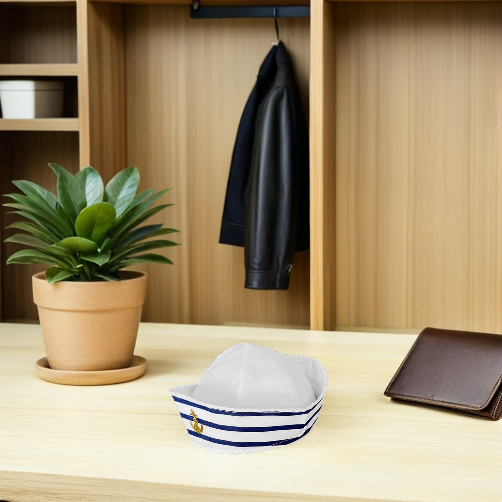 Sombrero Marinero Azul y Blanco para Adultos, 12 Piezas, Diseño de ala Enrollada y Cobertura Total, Material Poliéster Transpirable Adecuado para Disfraces y Fiestas Náuticas