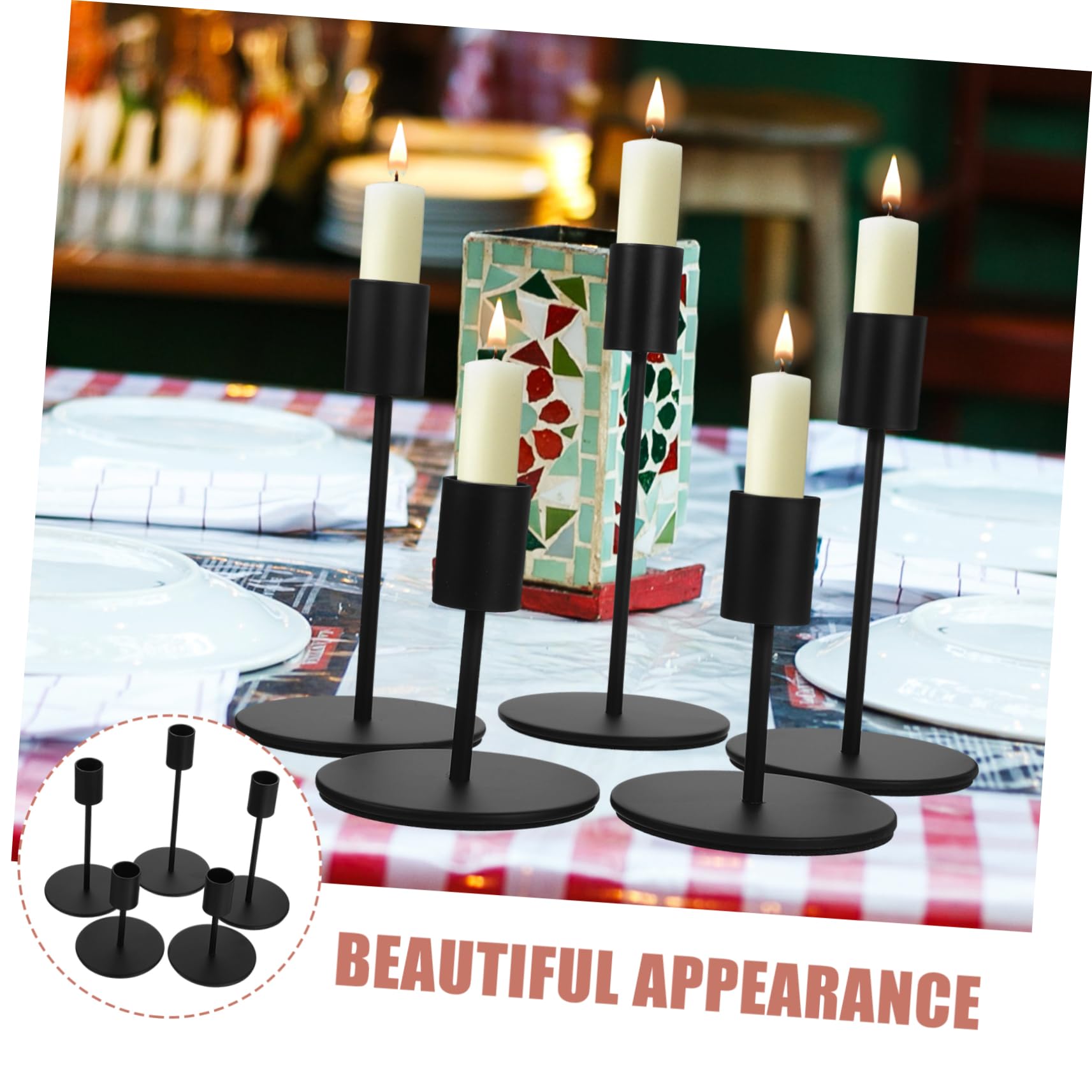 TOPBATHY Candeliere in Metallo Nero, Stile Europeo, 5 Pezzi, Ferro Robusto per Centrotavola Moderno, Decorazione Hotel e Matrimonio, Elegante e Durevole