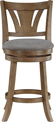 Miniatura 4 de OSP Home Furnishings Miller - Taburete giratorio con marco de madera de roble, piel sintética gris paloma