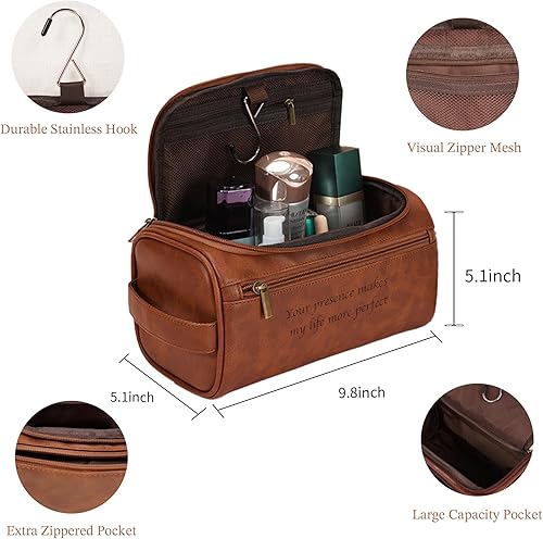 Miniatura 8 de Easycosy Neceser personalizado para hombres, grabado con nombre e iniciales, bolsa de aseo de piel sintética para hombre, artículos esenciales de