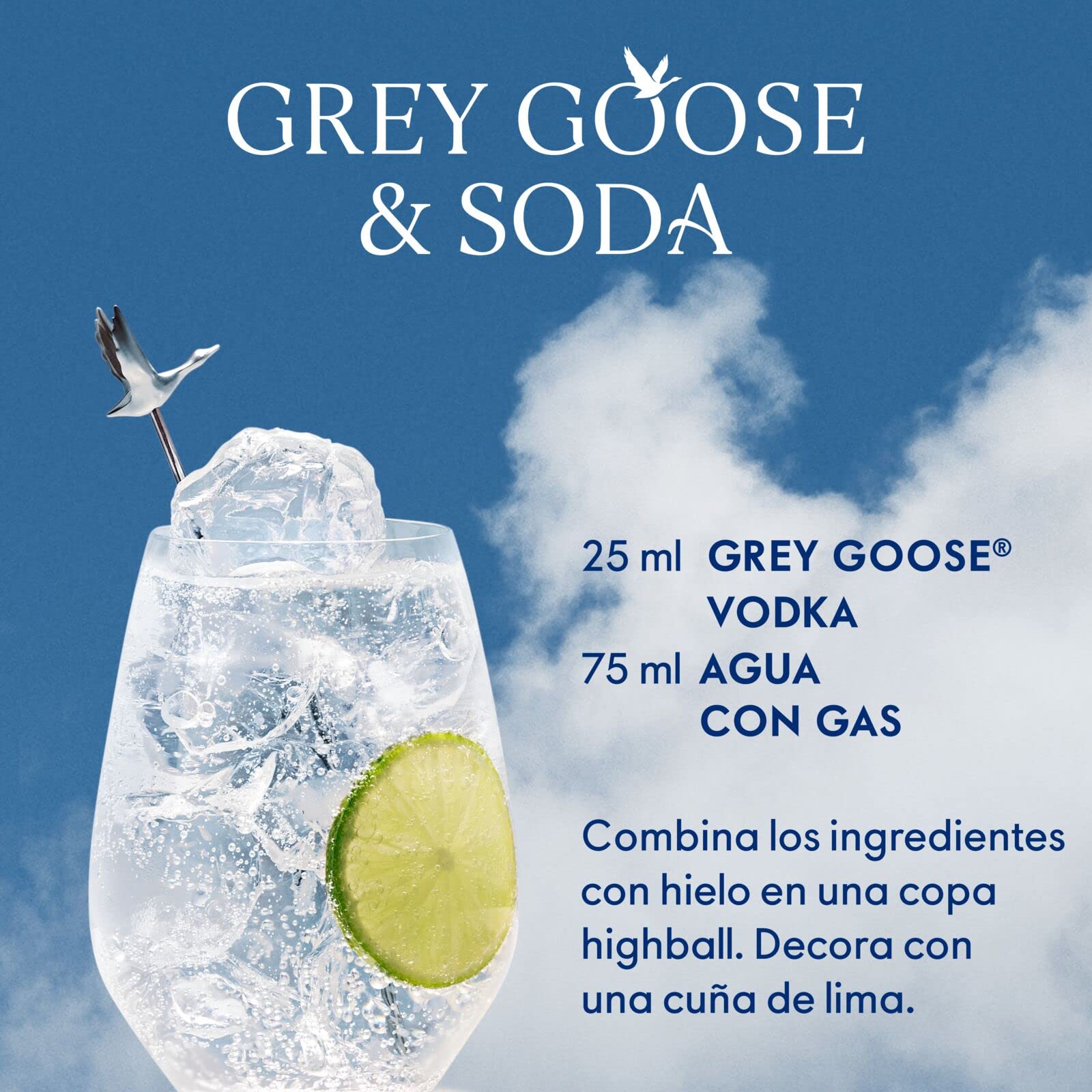 GREY GOOSE vodka prémium francés, elaborado exclusivamente con el mejor trigo francés y agua de manantial natural, 40 % ALC., 600 cl / 6l