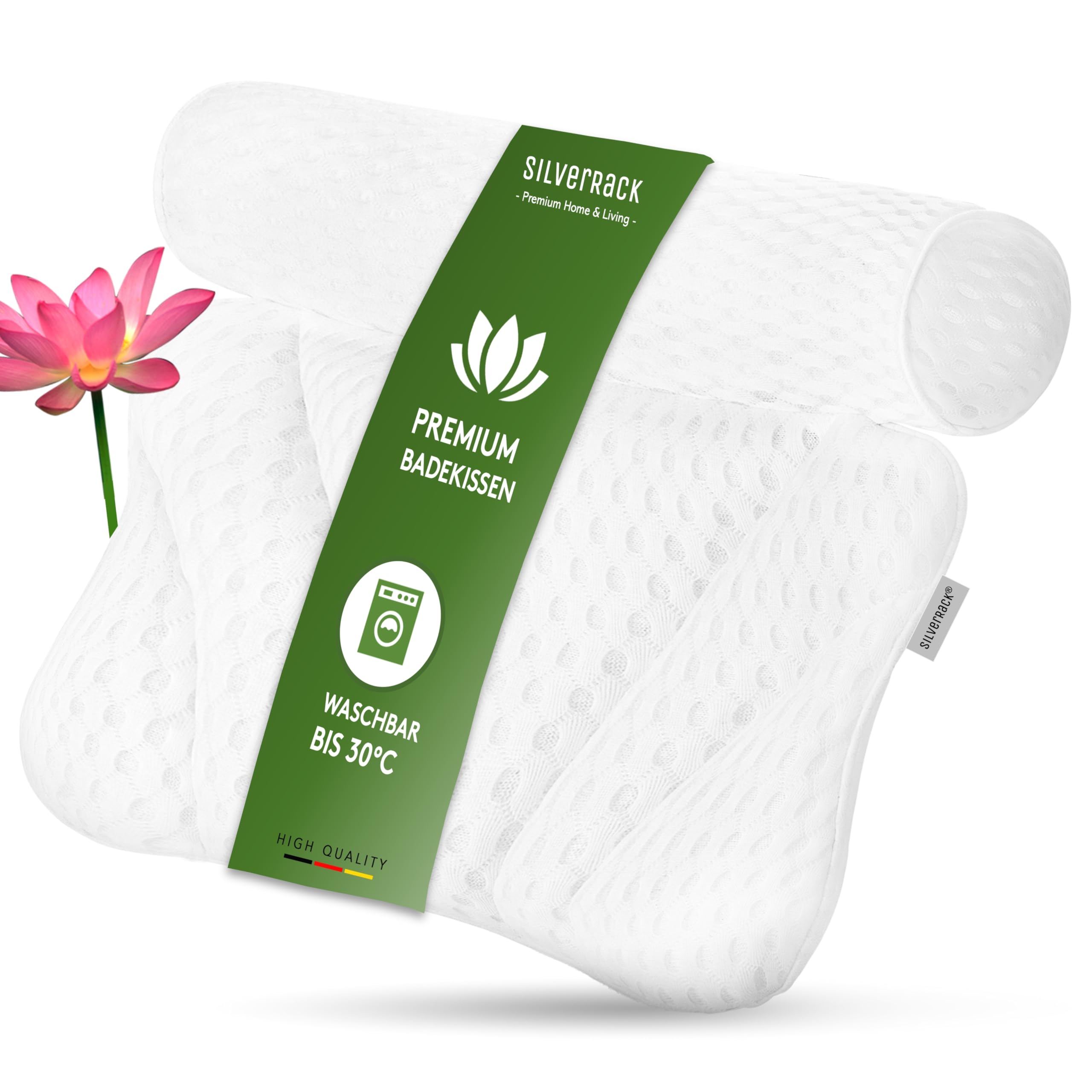 SilverRack Badewannenkissen [Weiß] - Geschenke für Frauen Männer Weihnachten - Nackenkissen für Badewanne - Kissen für Badewanne - Coole Geschenkset Ideen zum Baden