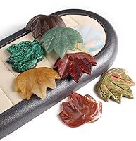 Vista 4 de LE SKY 4 colgantes de piedra natural en forma de hoja de arce piedra de ágata de cristal curativo para hacer joyas y collares, Piedra Piedra Ágata