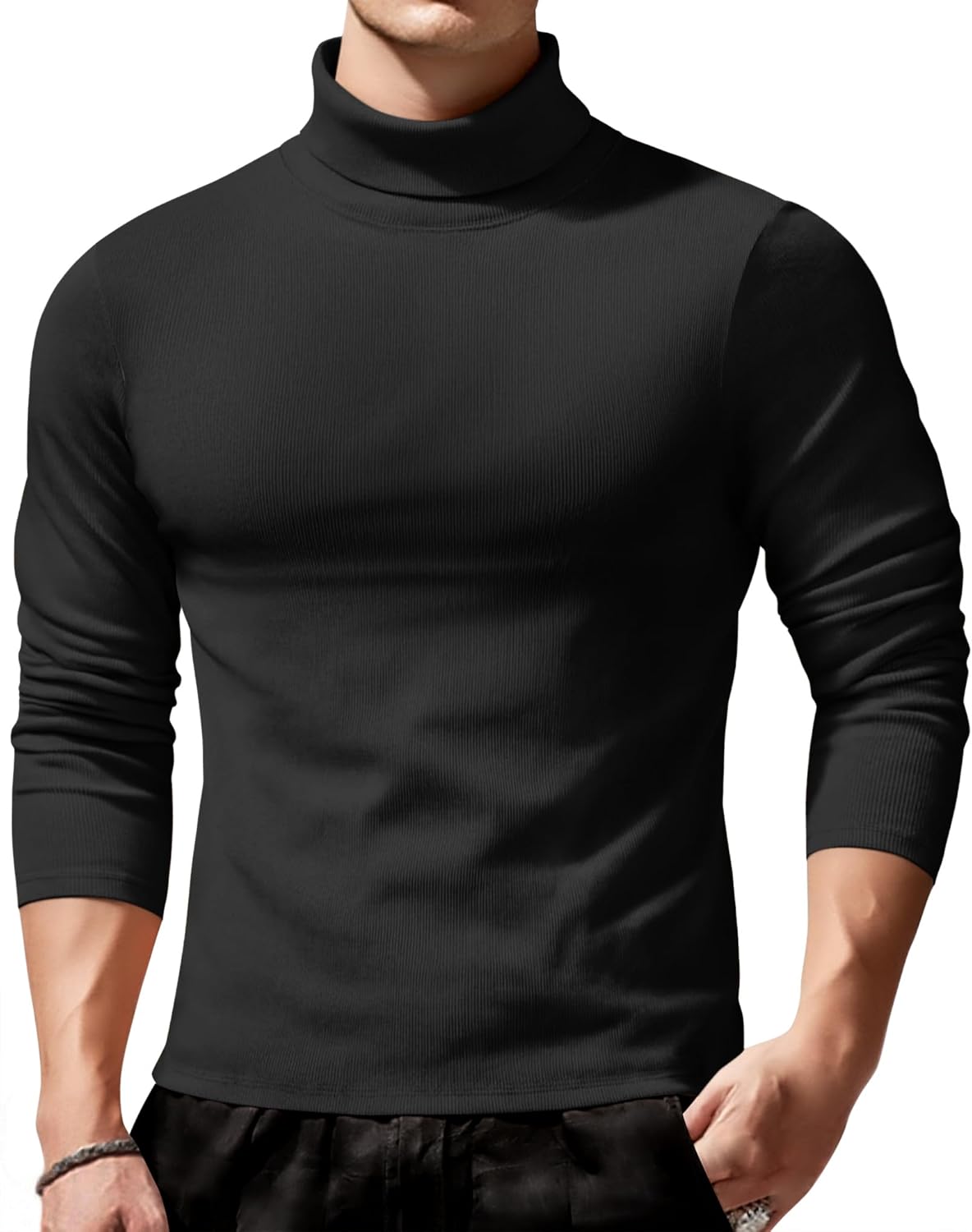 COOFANDY Men's Slim Fit Turtleneck Sweater Long Sleeve Ribbed Turtle Neck Casual Lightweight Basic Pullover Sweaters