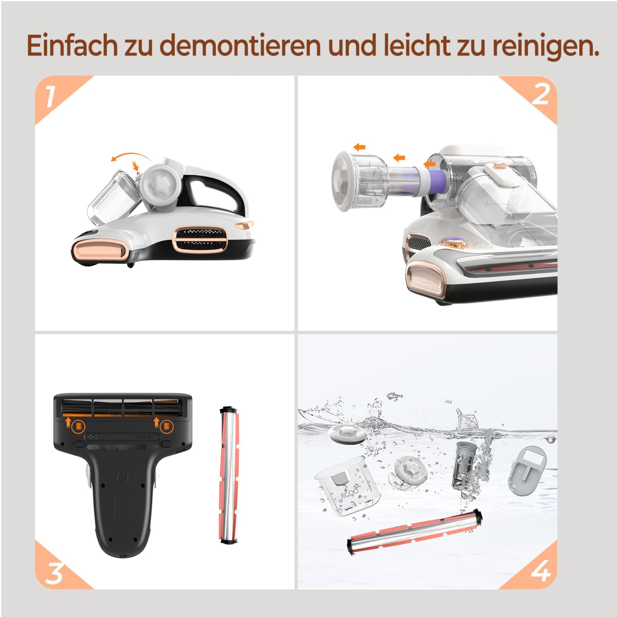 JIGOO T600 Milbensauger 700W UV Licht 15kPa LED-Anzeige 72dB geräuscharm