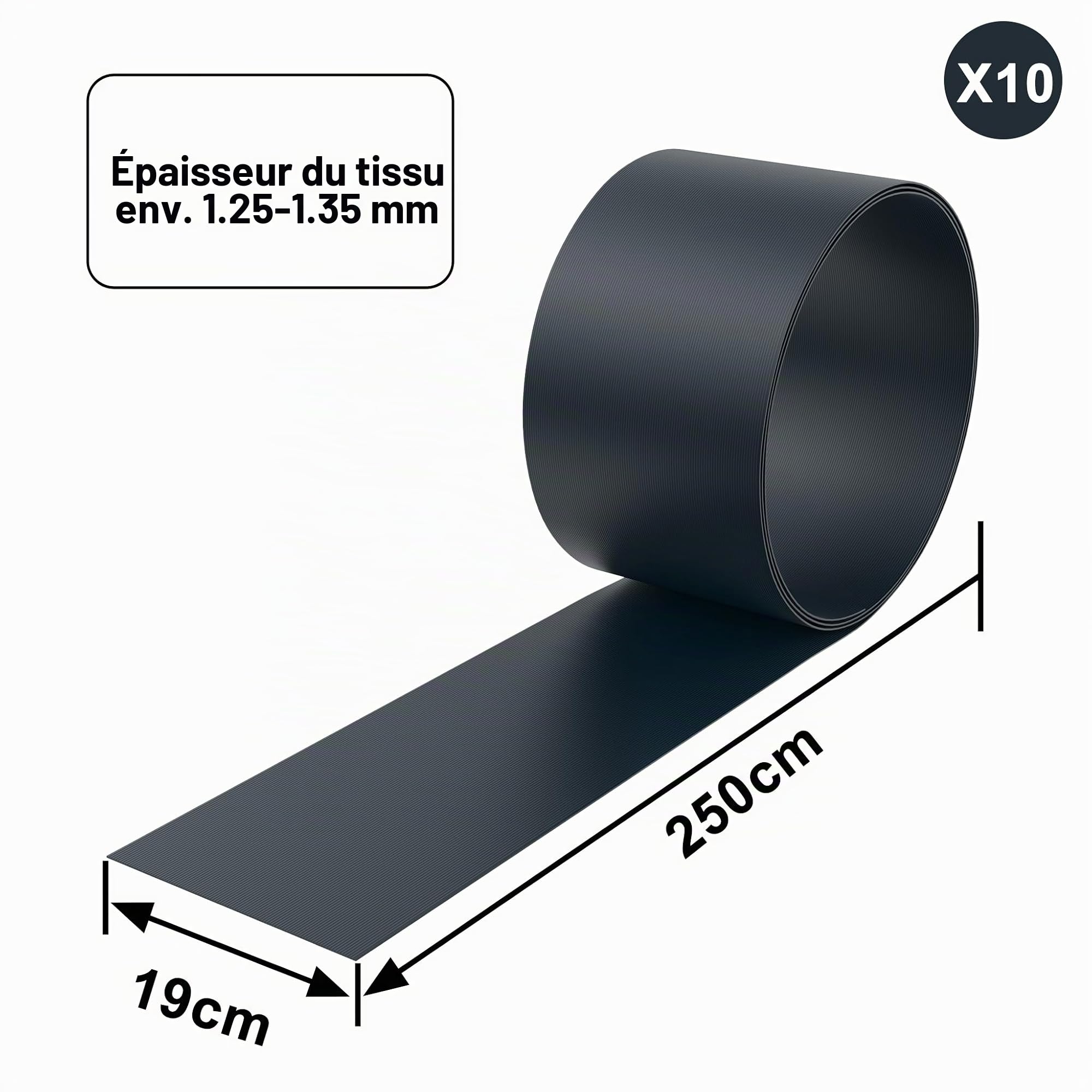 UISEBRT Bandes brise-vue en PVC rigide pour clôture à double tige 20 pièces Rouleau de protection visuelle opaque, protection contre le vent pour jardin et balcon, 2,5m x 19cm Anthracite