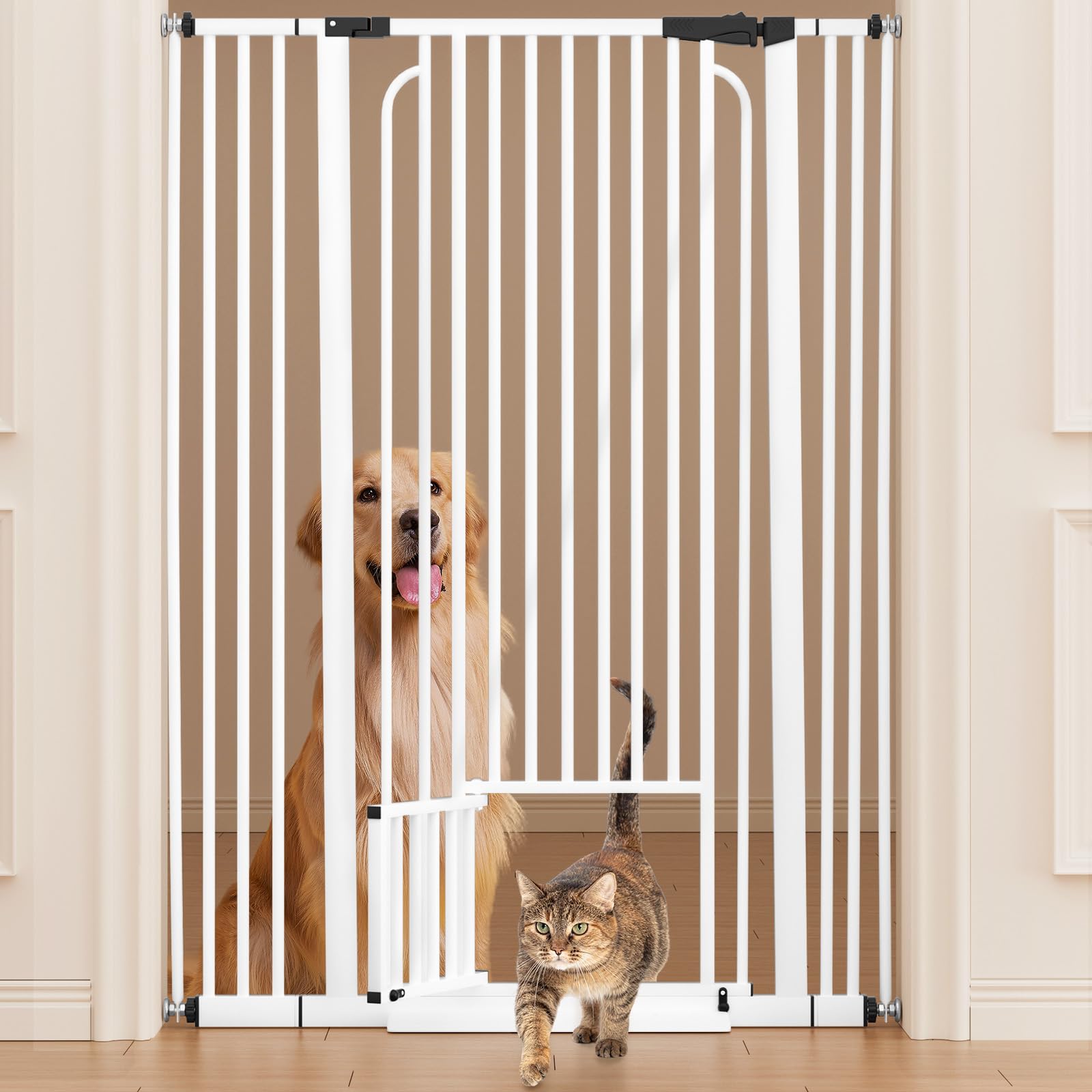 Ostutry 53.2 in Extra Tall Cat Gate for Doorways No Drilling, Sturdy Tall Dog Gate, Pet Gate Easy of Use